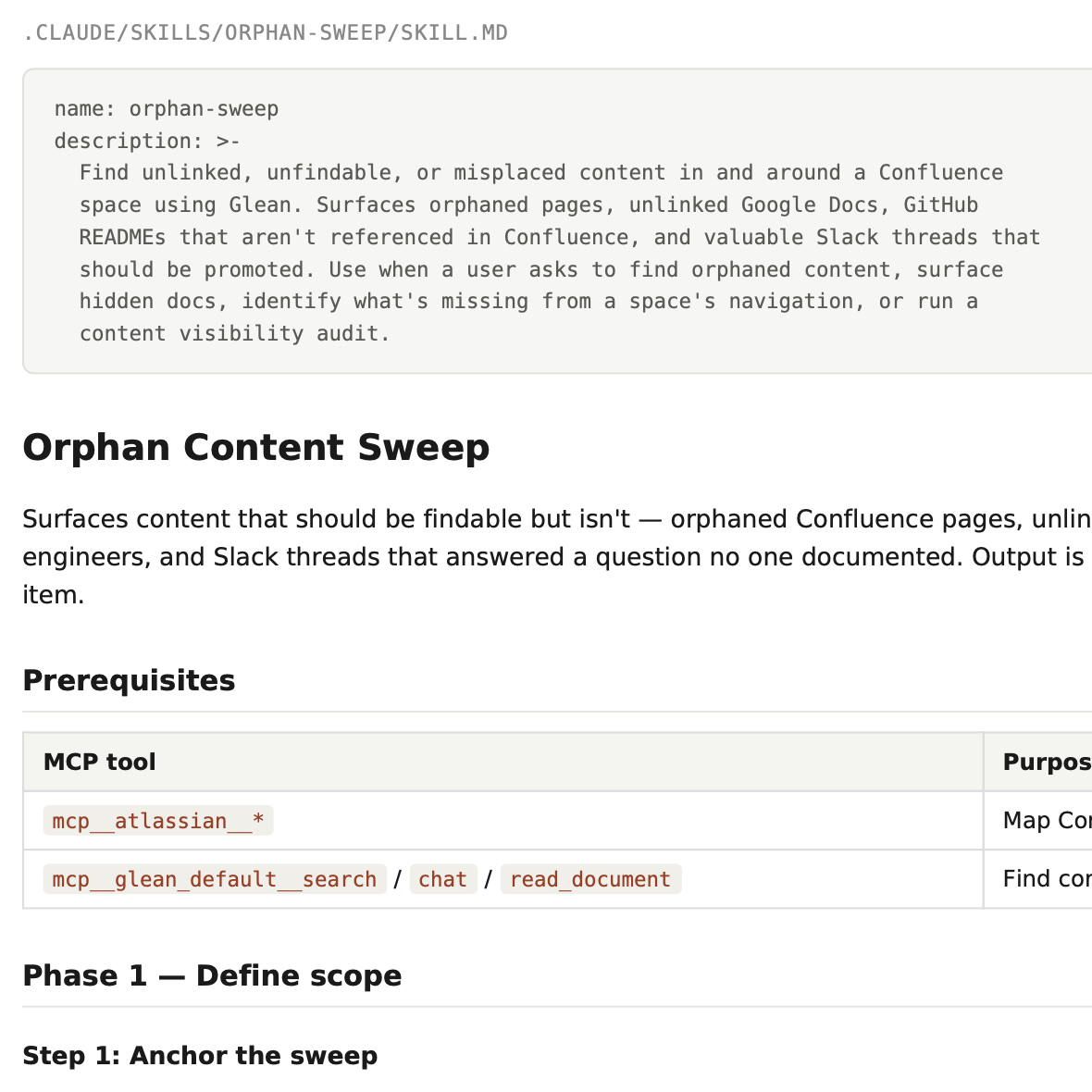 Orphan sweep skill